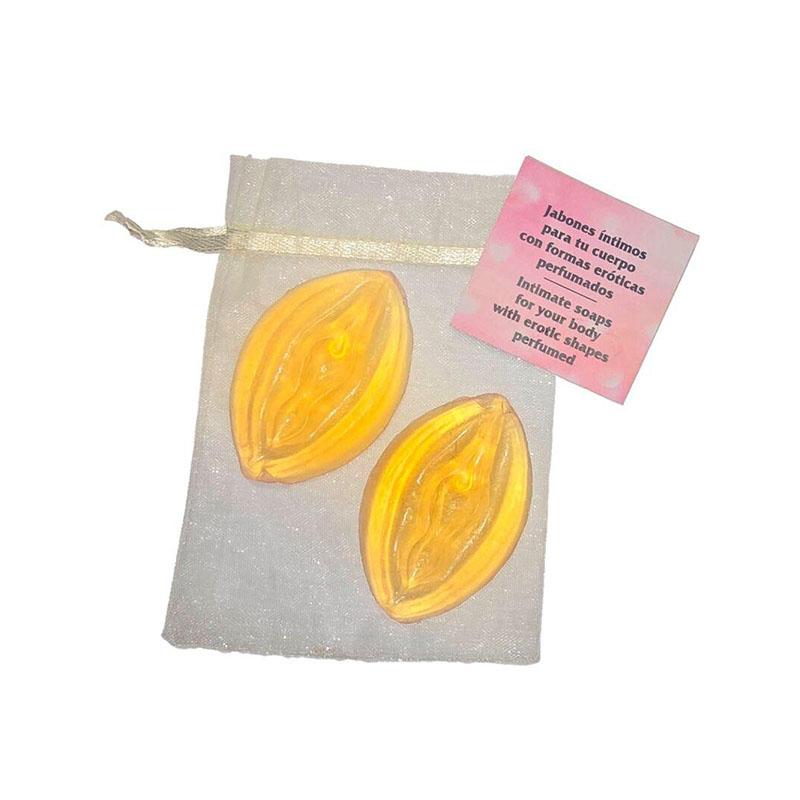 2 Jabones Perfumados Forma Vagina Amarillo