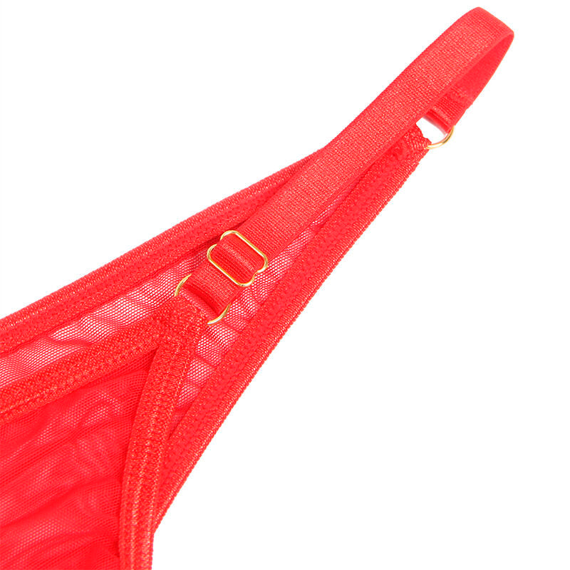 SUBBLIME - 955519 CONJUNTO SUJETADOR CON CADENAS Y CORAZÓN DE MALLA ROJO S/M