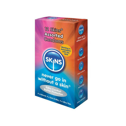 Preservativos Skins Natural + Fino + Puntos & Estrias 12 Uds