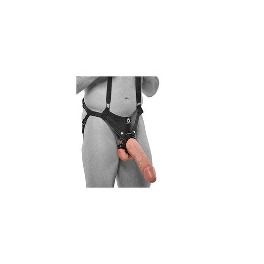 Strap-On Con Dildo Hueco 30.5 Cm Y Tirantes Color Carne