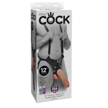 Strap-On Con Dildo Hueco 30.5 Cm Y Tirantes Color Carne
