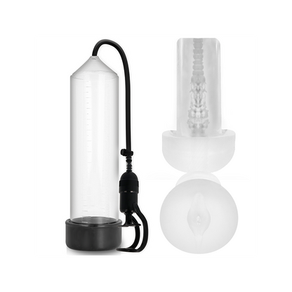 Bomba Erección Rx5 Transparente Con Masturbador