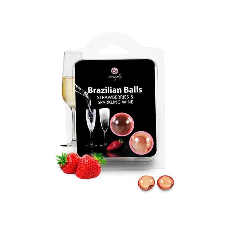 Lubricante Brazilian Balls Strawberry/Champagne 2 Uds