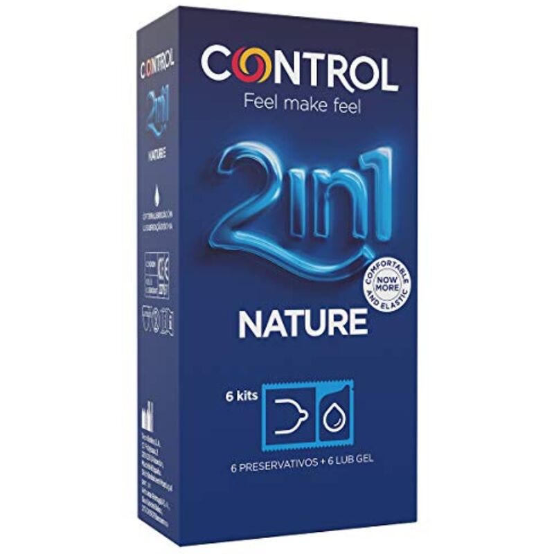 Preservativos Control Duo Natura 2 In 1 + Gel 6 Uds