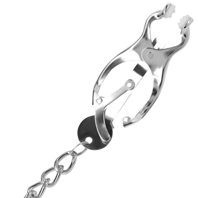 Abrazadera Pezones Metal Con Cadena