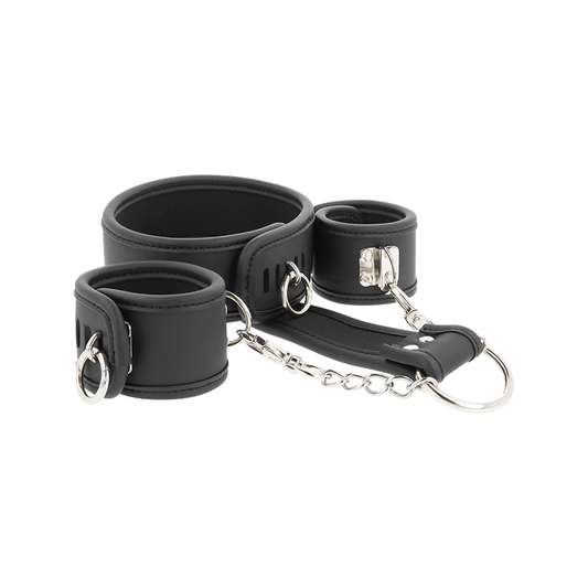 Collar Y Esposas Cuero Vegano Con Forro De Nopreno